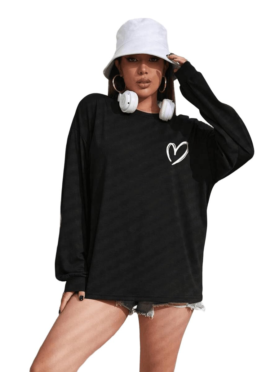 sxv style SXV 'Heart' Printed Cool Aesthetic Oversized Full Sleeve T-Shirt-picture-52