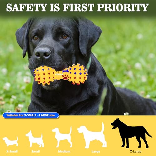 Image of Voila Pet Dumbbell Toy for Dogs, Durable & Safe Toy for Small, Medium & Large Breeds, Interactive for Playtime & Fetch, Non-Toxic, Squeaky Dumbbell (Pack of 1) Yellow
