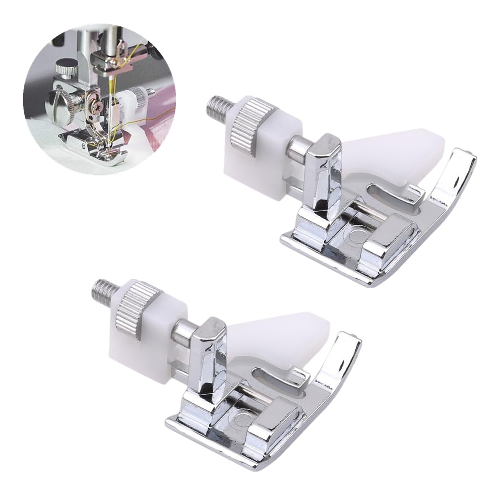 TDGBIH 2 PCS Blind Stitch Hem Presser Foot Robust Blind Hem Foot Sewing Machine Foot Rolled Hem Presser Foot for Most Low Shank Snap-On Singer, Brother, Babylock,Elna and More Sewing Machines