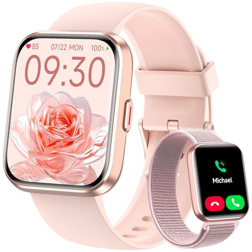 Smart Watches for Women, 1.8' Touch Screen Fitness Tracker for Android & iPhone, Answer/Make Calls, Alexa Built-in, Heart Rate/Sleep/SpO2 Monitor Smartwatch, IP68 Waterproof 101+ Sport Modes, 2 Bands
