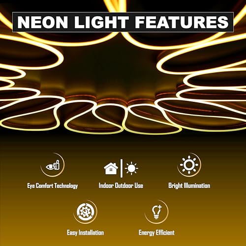 Image of Forus 5 Meter LED Neon Strip Light - Amber, Flexible Waterproof Rope Lights 16.4 Feet with 12V Adapter, Indoor Outdoor Diwali Decorative Lighting, Home Decoration, Wall Decor, 1 Yr Warranty