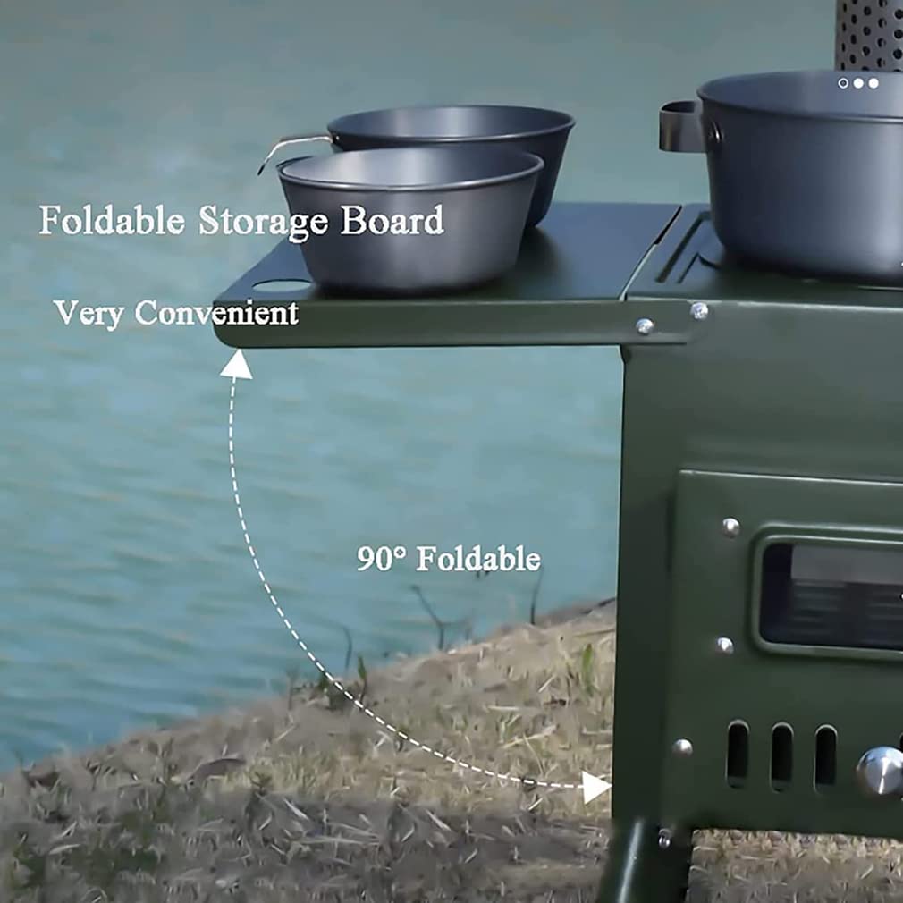 Réchaud à Bois pour Tente d'extérieur avec 3 cheminées Construction en Acier Inoxydable de précision pour Tente Poêles à Bois pour Chauffage Domestique Camping Pêche sur Glace Cuisine Randonnée Voya