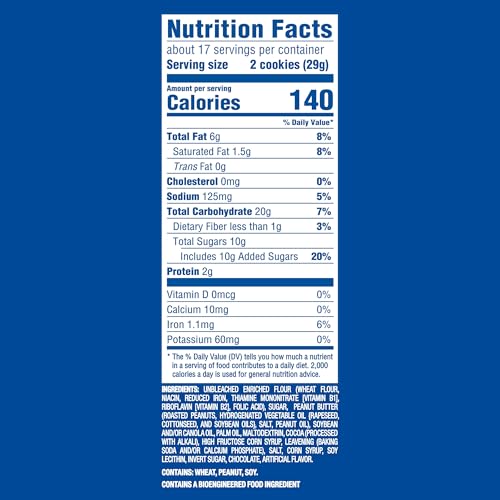 Image of OREO Peanut Butter Creme Chocolate Sandwich Cookies, Family Size, 17 oz | Always made with Real Cocoa, Certified Kosher