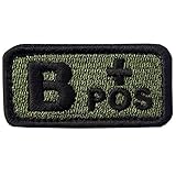 EmbTao Type B Positive Tactical Blood Type Fastener Hook&Loop Patch - Green & Black - 2'x1'