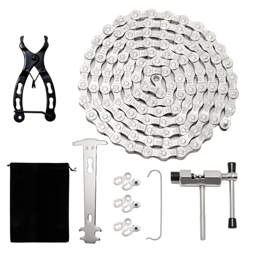 Amazon VINEST Mountain Bike Chain, 6/7/8-speed Bicycle Chain, Rust Proof Mtb Chain Tool Includes Link Plier Cutter & Inspection Gauge, for Road Mountain Racing Cycling(1/2 × 3/32 Inch 116 Links) #ad