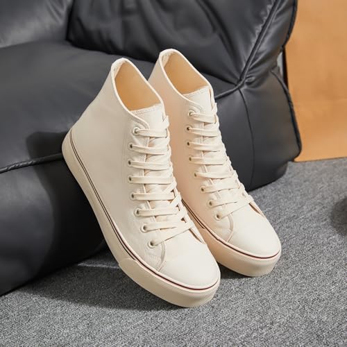 Image of yageyan Men's High Top Canvas Sneakers Fashion Lace up Walking Shoes Casual Classic