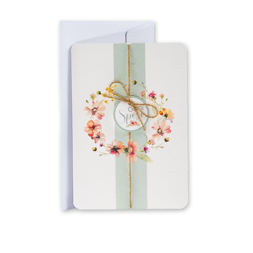 LINA OFFICINE GRAFICHE CREATIVE Multicolour Elegant Wedding Greeting Card with Jute String and Today Bride and Groom Tag, 11.5 x 16.5 cm