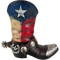 Texas Lone Star Cowboy Boot with Spur Small Vase Planter | Western Cowboy Decor Accent