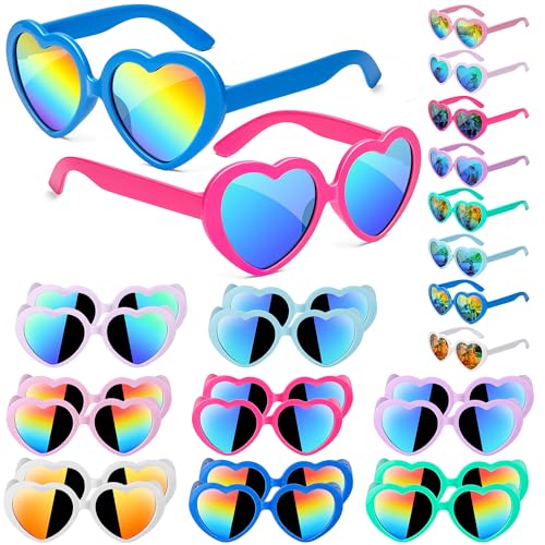 AGGKKY Kids Sunglasses Bulk Kids Sunglasses Party Favors for Age 3-8 UV400 Protection Neon Kids Sunglasses Bulk for Boys Girls (16Pack-heart sunglasses)