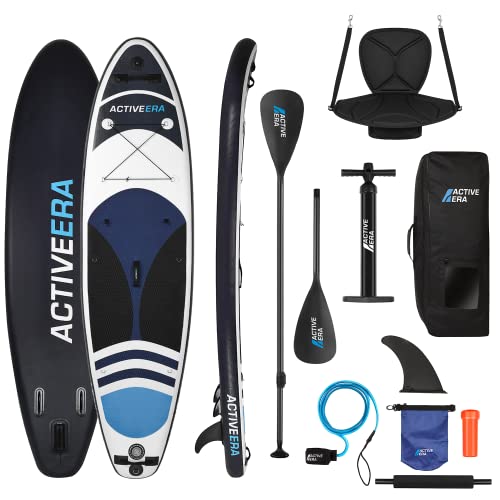 Active Era Stand Up Paddle Board with seat, inflatable SUP board set, adjustable paddle, repair kit, camera mount including pump and backpack, 6 inch thick, ...