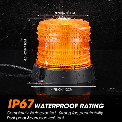 Leelosp 4 Pack 60 LED Amber Beacon Strobe Lights, 12v-24v Amber Warning Safety Flashing Beacon Strobe Light with Magnetic and 16ft Straight Cord for Truck Vehicle Forklift Tractor Golf Carts Utv Car