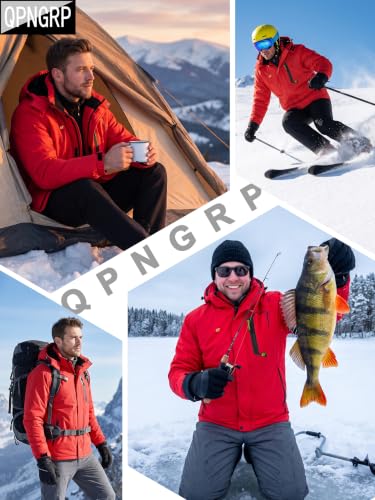 Image of QPNGRP Mens Waterproof Fleece Ski Jacket Windproof Winter Snow Coat