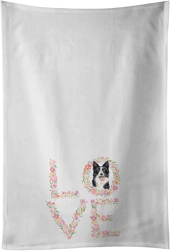 Caroline's Treasures WDK4548WTKT Border Collie Love - Juego de 2 toallas de cocina, color blanco, 19 x 25 pulgadas, multicolor