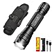 Produktbild UltraFire LED Taschenlampe mit Holster, Single Modus 1000 Lumen Mini Taktische Taschenlampe, Pflicht Taschenlampe mit Gürtelholster, 3,7V 1800mAh Wiederaufladbarer Batterie und Ladegerät, WF-501B