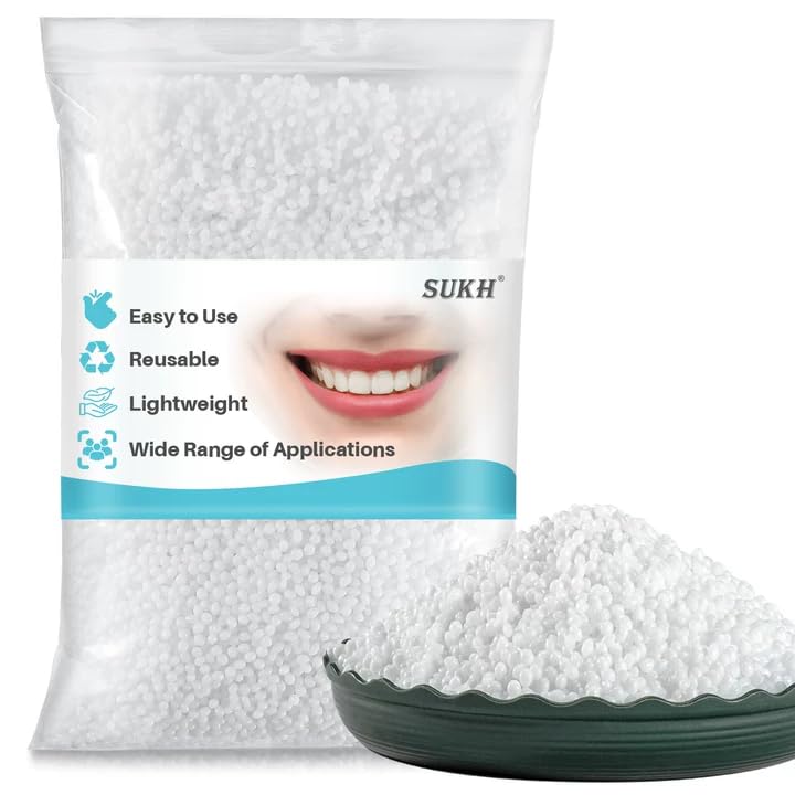 Sukh 10.9oz Moldable False Teeth Beads - Tooth Repair Kit,Repair Thermoplastic Beads,Plastic Pellets for DIY Tooth Filling,Halloween Vampire Teeth Fangs Ideal for Chipped, Cracked