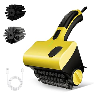 Electric Grill Clean Brush, Cordless Rechargeable Barbecue Grill Cleaner, 2-Speed, 360° Rotating Cleaning Brush with 2 Replacement Bristles