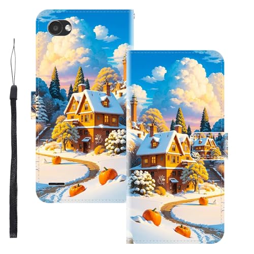 WUACYEAMING Funda para LG Q6,con Soporte/Ranura de Tarjeta Cubierta Premium Magnético Suporte TPU Protectora Fundas PU Cuero Flip Multifuncional Casa