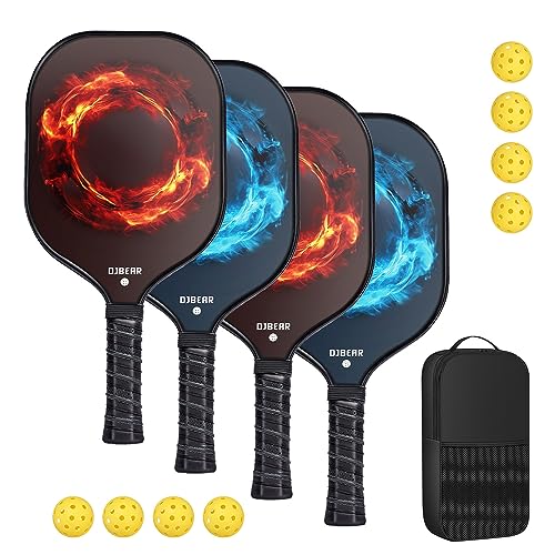 Ducksky Juego De Palas De Pickleball, Juego De Pickleball De Fibra De Vidrio, Cuatro Raquetas Y Ocho Bolas Patrón De Llama Ducksky Juego De Palas De Pickleball, Juego De Pickleball De Fibra De Vidrio, Cuatro Raquetas Y Ocho Bolas Patrón De Llama