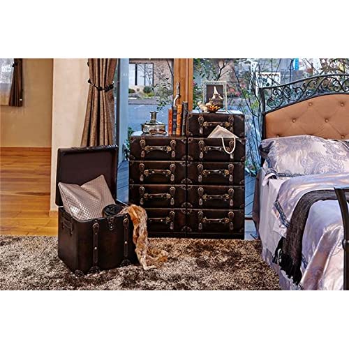 Amazon｜トランク型 チェスト 5段 幅41cm ダークブラウン 合皮