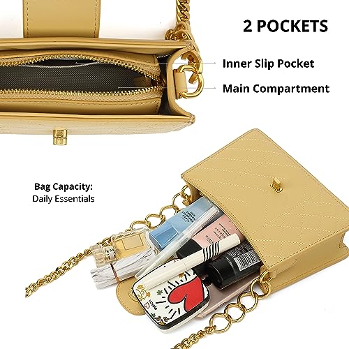Scarleton Crossbody Bags for Women, Quilted Shoulder Bag Purse, Gold Chain Crossbody Bag Purses for Women, H21174