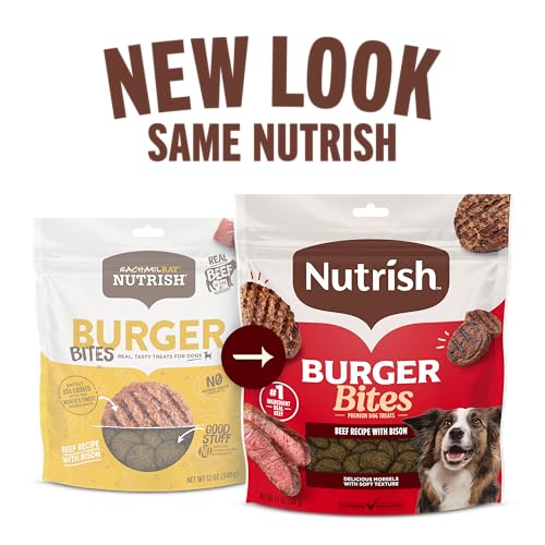 Nutrish Burger Bites Beef Recipe with Bison Premium Dog Treats, 12 oz. Pouch (Rachael Ray)
