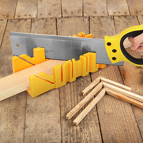 Holzschneidesäge Gehrungskasten mit Rückensäge, gehärteter ABS Holzsägehalter Box, 12 Zoll Mehrfachwinkel Holzschneidersäge Gehrungskastenklemme mit 14 Zoll Rückensäge 90 ° 45 ° und 22,5 °