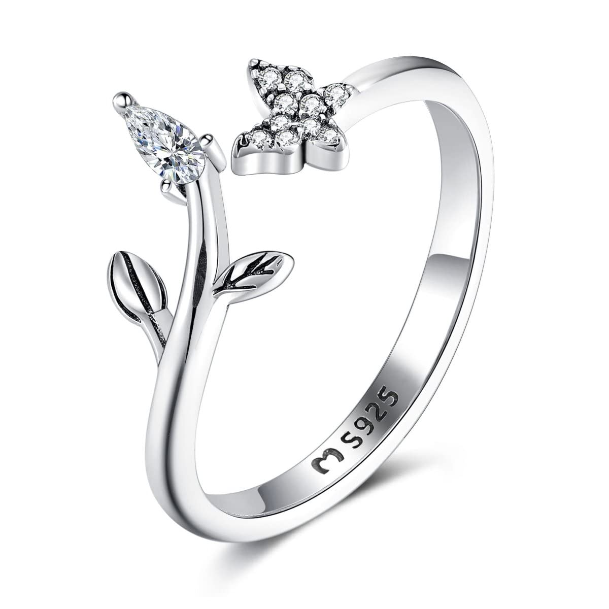 Anelli Ragazza Tumblr Anello Con Foglia In Agento 925 E Ziconia