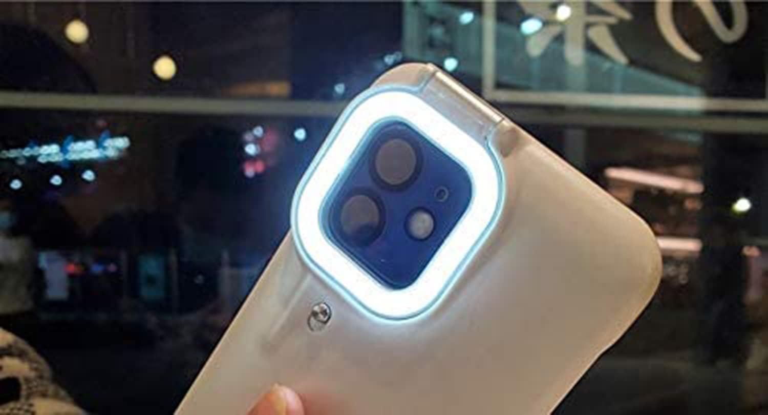 Azonee Phone case with built in selfie ring light Phone Case for iPhone12/iPhone12 Pro Perfect for Influencers, Stories, Photos, White