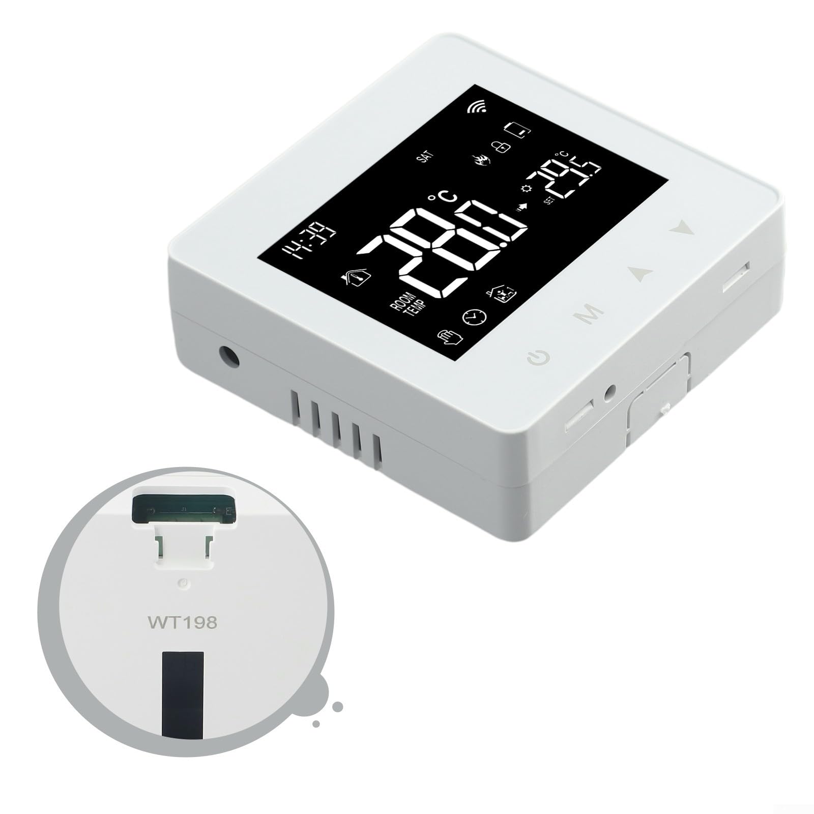 per TUYA Wifi Termostato, Termostato Termostato Intelligente Programmabile, Cronotermostato Smart Compatibile con Alexa e Home, Alimentazione a Batterie, Bianco