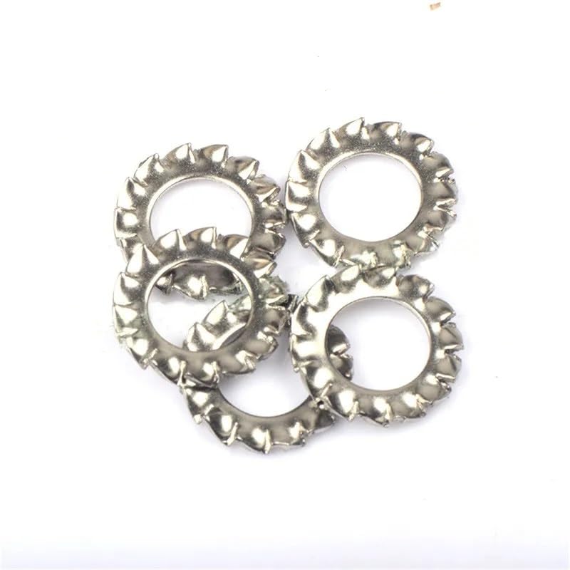 M2.5 M3 M4 M5 M6 M8 M10 M12 M14-M16 DIN6798A 304 Stainless Steel External Toothed Serrated Lock Washer Gasket(M5 50PCS)