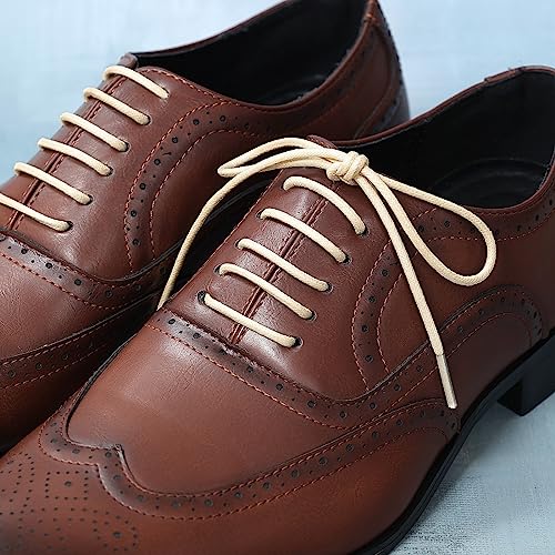 Image of 2 Pairs Dress Shoe Laces, 1 /8 inch Waxed Round Shoelaces | Anti slip waxed cotton coating keeps knots secured all day; 8 colors & 6 sizes for men's,women's leather, dress shoes