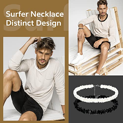 Kigeli 4 Pieces Puka Shell Necklace For Men, Surfer Necklace Choker Seashell Necklace Hawaiian Necklace Beach Chokers With Gift Bag (Stylish Style) #TOP6