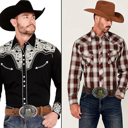 Vintage Western Belts for Women Men Engraved Buckle Belts Cowboy Cowgirl Belt for Jeans Pants Rodeo, Bohemian4