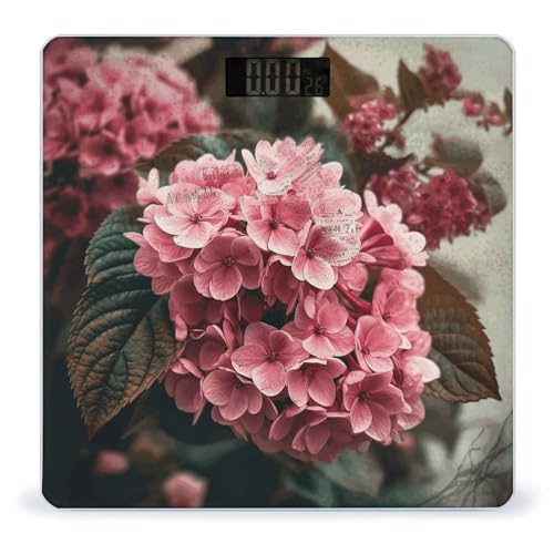 Báscula Digital de Baño con Flores Rosadas 26x26 cm miniatura 1