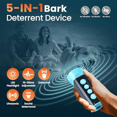 Upgraded Ultrasonic Dog Bark Deterrent, 4+1 Head with Sound Alarm Manual Frequency Adjustable No Shock Humane Training Device for Small/Medium/Large Dogs - Image 6