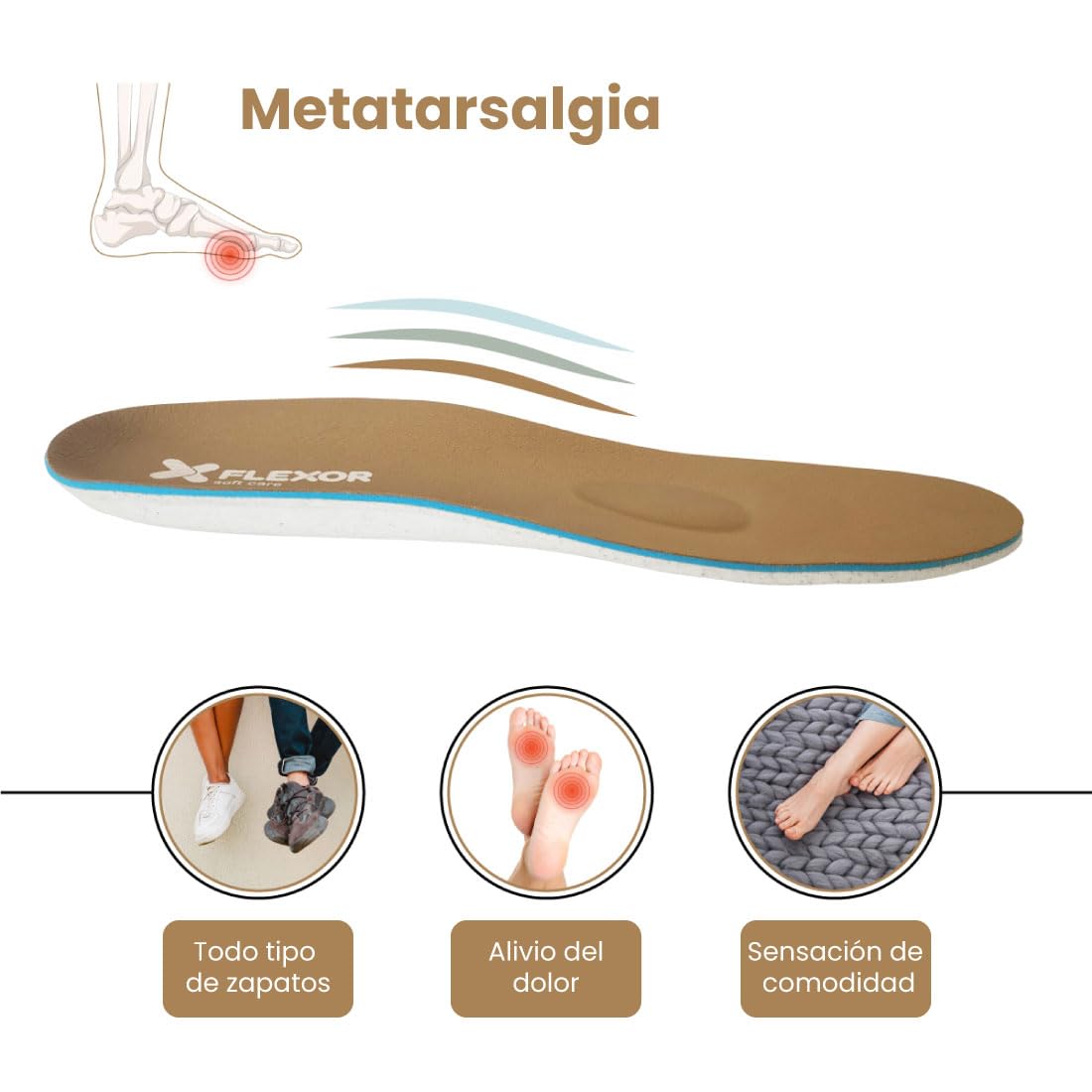 FLEXOR | Szablony do śródstopia | ulga w bólu, komfort, komfort | Latex ECO, Punkt absorpcji uderzenia, wyładowanie śródstopia | unisex - 39/40