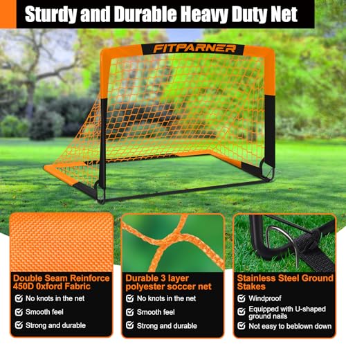 Image of Kids Soccer Goals for Backyard Set - 2 Pack of Portable Pop Up Soccer Nets with Ball,Cones,Complete Training Equipment Kit for Toddler,Youth,Kids Age 3-14,Outdoor Sports Game