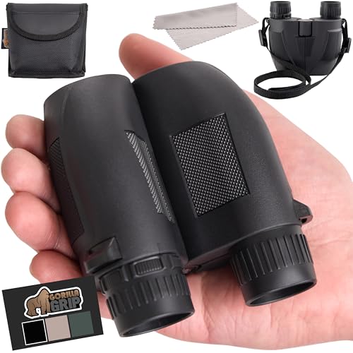 GORILLA GRIP 10x25 Compact Binoculars for Adults with Strap, Superior High Powered Clear 10X...