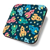 1 x Square Coaster - Space Rocket Stars Universe Kids Boys Cork Backed MDF Glossy Tea Coffee Accessory #170877