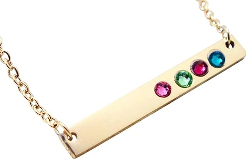 Horizontal Skinny Gold Bar Birthstone Necklace, Customized Jewelry, Delicate Personalized Necklace