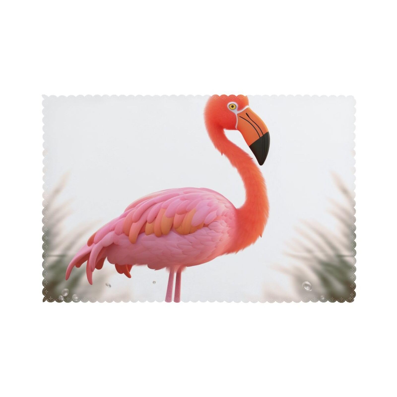 Cartoon Flamingo Printed Placemat Heat Resistant Place Mats Set of 6 PCS Washable Kitchen Table Mats, 12x18 Inch