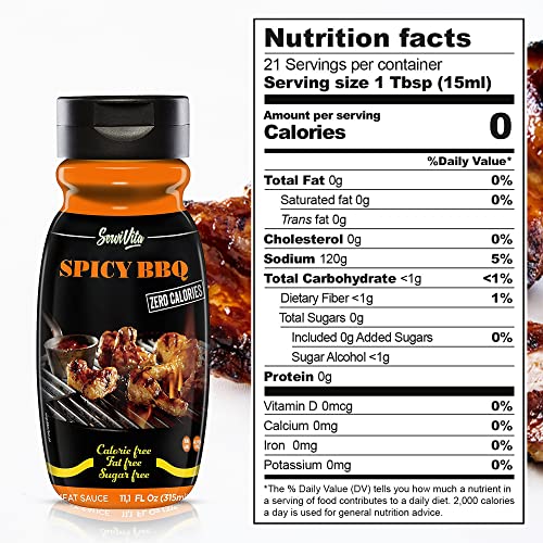 Servivita 8413412209930 Sugar Free Spicy Bbq Sauce - No Sugar Spicy Bbq Sauce - Sugar Free Spicy Barbecue Sauce - Zero Calories And Fat Free, 11.1 Fl Oz - - Gluten Free, Low Sodium thumb #1