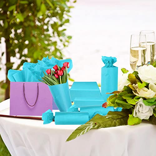 Image of 100 Sheets Turquoise Tissue Paper Artdly 14 x 20 Inches Turquoise Wrapping Paper Bulk for Weddings Birthday DIY Project Festival Wrapping Crafts Decor