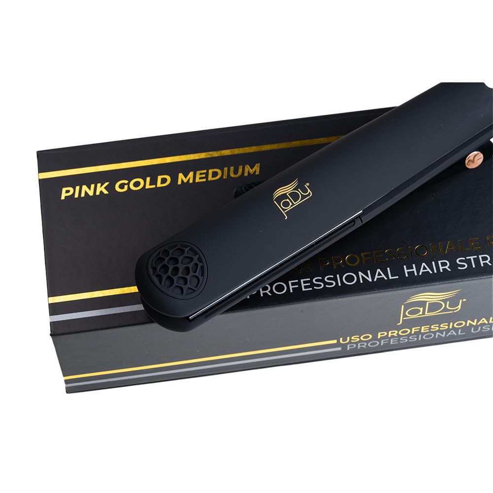 JADY - Prostownica do włosów Pink Gold Medium z ceramiczną powłoką turmalinową z automatycznym wyłączaniem - możliwość regulacji do 230°C