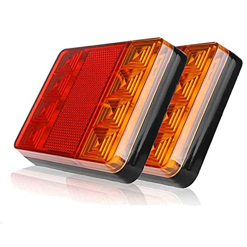 HANEU 2PCS étanche 8 LED feu arrière rouge jaune feu arrière DC DC 12V pour remorque camion bateau Spec.