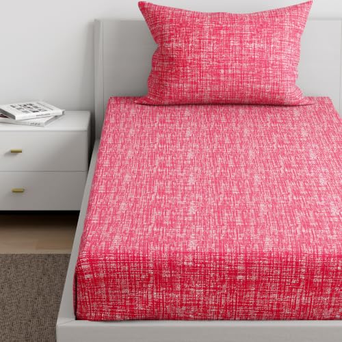 Image of Wakefit 100% Cotton 160 TC Flat Printed Bedsheet, Carlos Single Size (90x60 inches) / (2.29m*1.52m) with 1 Pillow Cover Carlos, Single