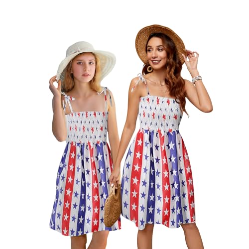 Image of SANGTREE Girls' Women's Summer Sundress Casual Smocked Floral Beach Holiday Dress, 18 Month - XL