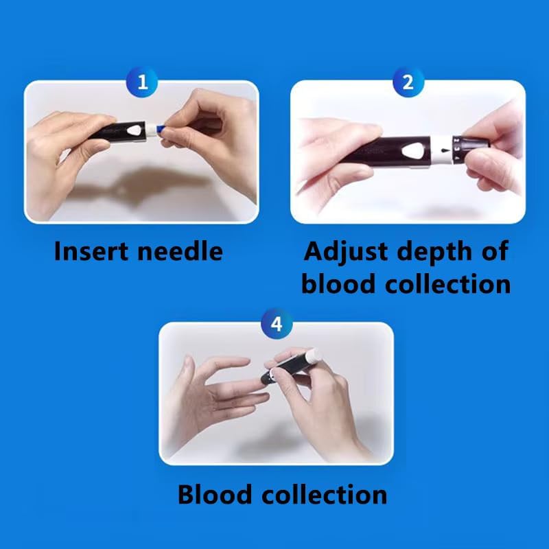 Image of MCP Lancing Device Sugar Testing Pricking Pen 5 Depth Settings Pain-free with Round Lancets (Combo: Lancing Pen + 100 Lancets)
