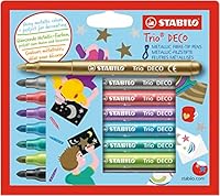 STABILO - Metallic-Filzstift mit robuster XL-Spitze - Trio DECO - 8er Pack - 8 verschiedene Farben