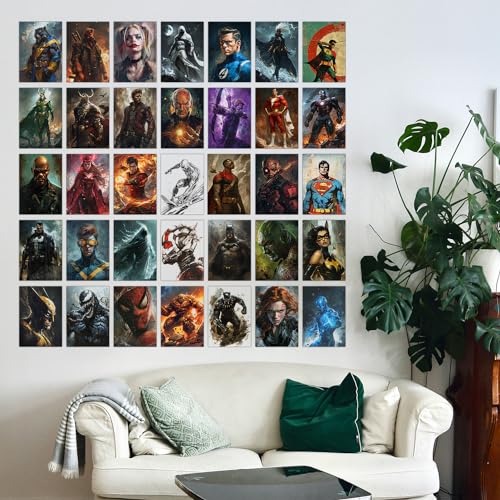 Image of Wallgasm Superheroes Poster Set - 54 Posters, 4 x 6 Inches - Set for Bedroom: Superman, Batman, Spiderman, Avengers